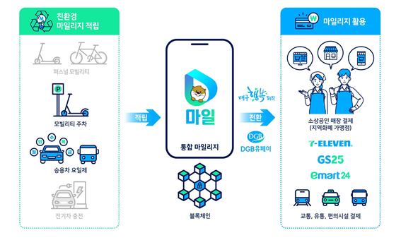 마일리지 적립 및 전환 흐름도. 자료 대구시