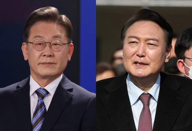 더불어민주당 이재명 대선 후보(왼쪽), 국민의힘 윤석열 대선 후보. 연합뉴스