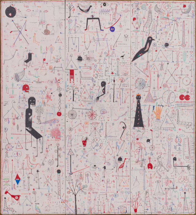 intuitum2170, mixed media on wood, 100x110cm, 2021.