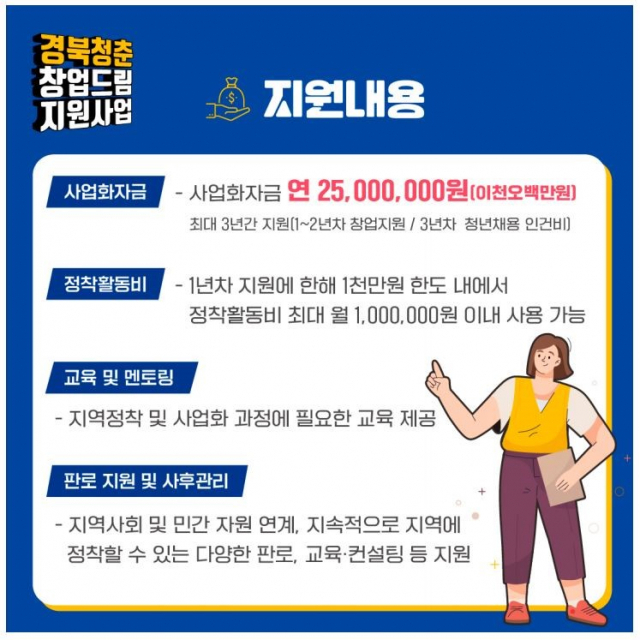 경상북도경제진흥원이 도시청년들에게 창업을 지원하는