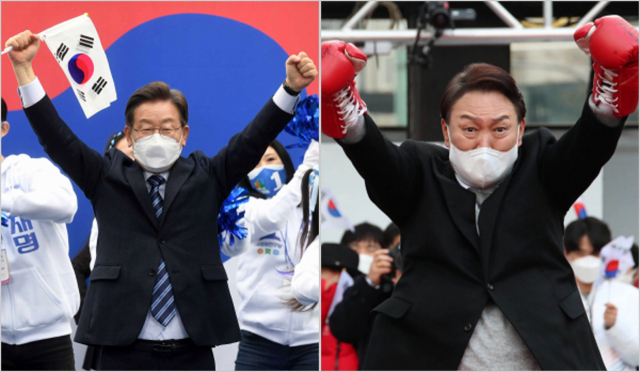 더불어민주당 이재명 대선 후보가 1일 서울 명동에서 열린 