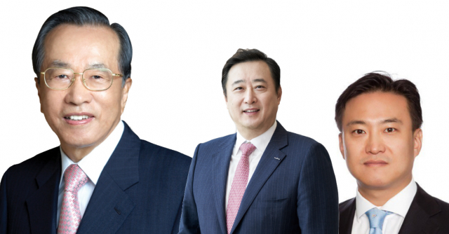 왼쪽부터 김재철 동원그룹 명예회장, 김남구 한국투자금융지주 대표이사 회장, 김남정 동원그룹 부회장.