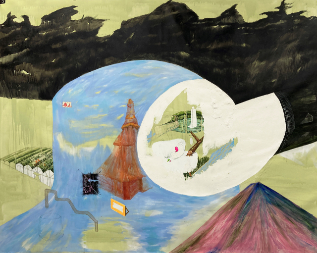 김도경, 첫 번째 이사, 캔버스천에 혼합재료, 162x198cm, 2021.