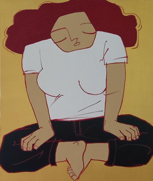 Line-202134, 53x65cm, 20호, 2021, Mixed media on canvas.