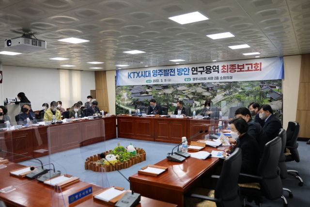 영주시의회 의원들이 연구 용역 최종보고회를 하고 있다. 영주시의회 제공