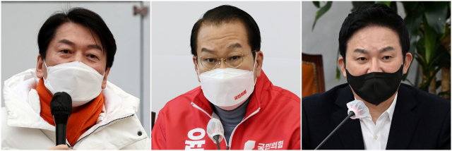 윤석열 대통령 당선인은 13일 제20대 대통령직인수위원장에 국민의당 안철수 대표(왼쪽부터)를 임명했다. 인수위 부위원장에는 4선의 권영세 의원, 기획위원장에 원희룡 전 제주지사가 임명됐다. 연합뉴스