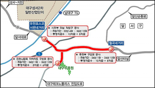 상화로 입체화 사업 단계별 교통 처리 계획. 대구시 제공.
