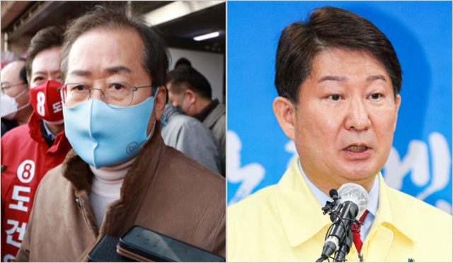 (왼쪽부터) 홍준표, 권영진 대구시장
