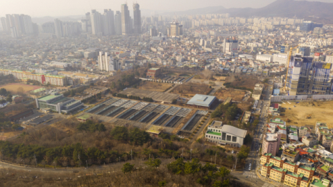 대구 달서구 상공에서 바라본 대구시 신청사 건립부지인 달서구 두류정수장 모습. 매일신문 DB