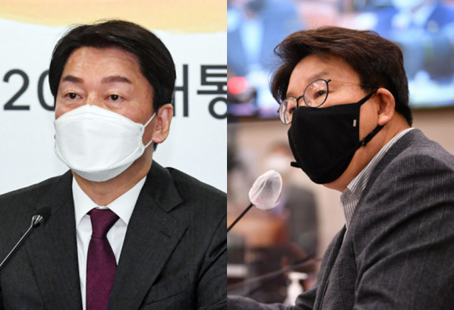 안철수 대통령직인수위원회 위원장(왼쪽), 권성동 국민의힘 의원. 연합뉴스