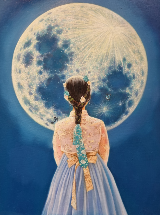 변지현, 달꽃, oil on cnavas, 8호, 2021.