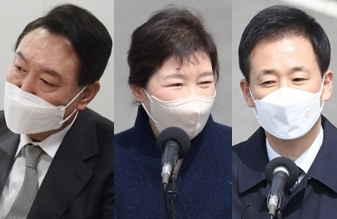 윤석열 대통령 당선인, 박근혜 전 대통령, 유영하 변호사. 연합뉴스