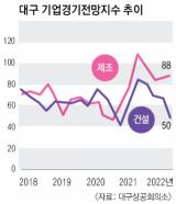 대구지역 경기전망지수(BSI) 추이. 대구상의 제공