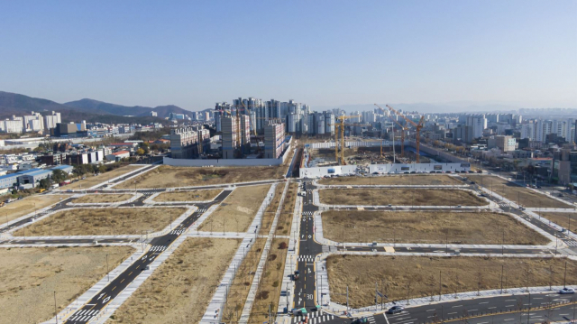대구시 동구 율암도 일대 안심뉴타운 개발 부지 모습. 대구도시공사 제공