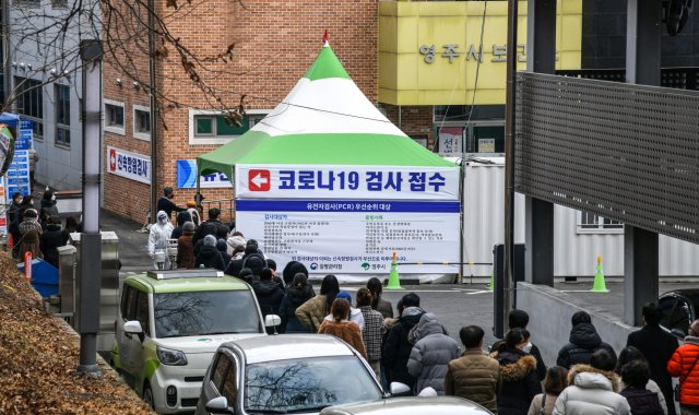 시민들이 보건소 선별진료소에서 코로나19 검사를 받고 있다. 오는 11일부터 이런 모습은 사라진다. 영주시 제공