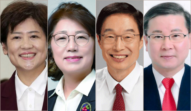 (왼쪽부터) 강은희, 마숙자, 임종식, 임준희 順