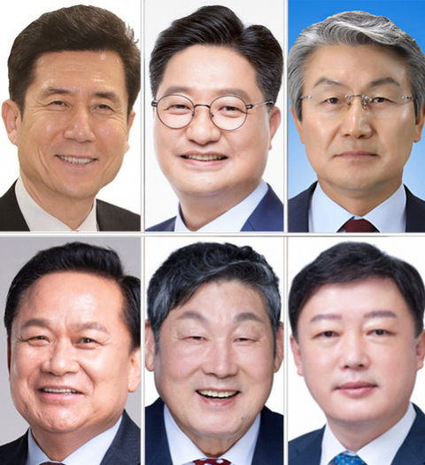 포항시장 예비후보들 (시계방향) 이강덕, 문충운, 박승호, 정흥남, 장경식, 김순견 順
