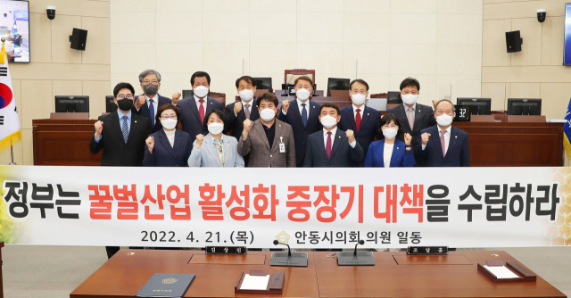 안동시의회가 꿀벌산업 중장기 대책수립을 촉구하는 건의문을 채택했다. 안동시의회 제공