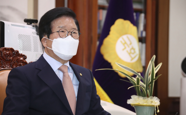 박병석 국회의장이 22일 국회 의장실에서 검수완박