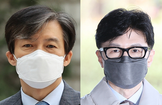 조국 전 법무부 장관, 한동훈 법무부 장관 후보자. 연합뉴스