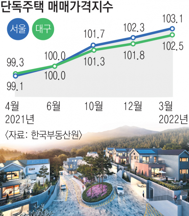 대구에 들어서는 타운하우스 태왕아너스 더힐 조감도. 태왕 제공