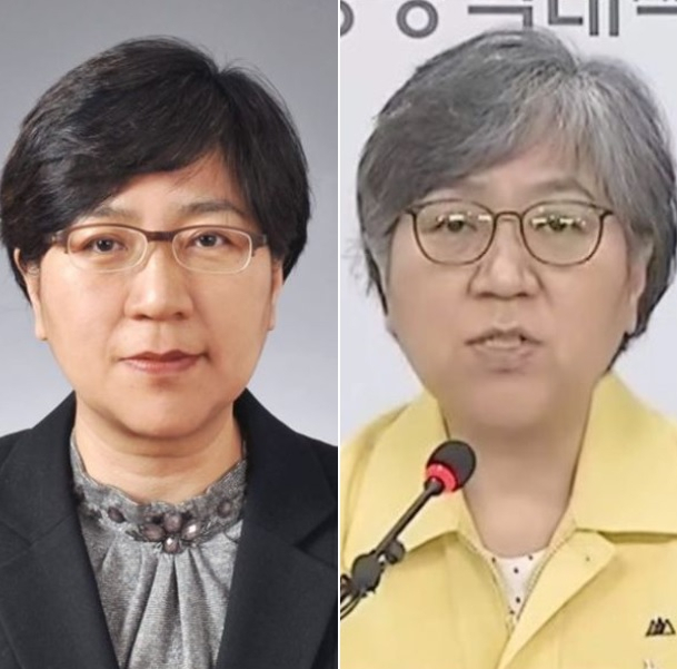 정은경 질병관리청장의 코로나19 전후 사진. 조국 전 법무부 장관 페이스북 캡처