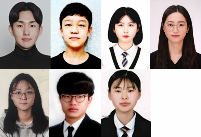유동영(대상), 채희범(우수상-창의인재), 황유나(우수상-푸른성장), 임주영(우수상-효행선행), 김하연(장려상-창의인재), 정현도(장려상-푸른성장), 서화정(장려상-효행선행). (위쪽 왼쪽부터 시계방향으로)
