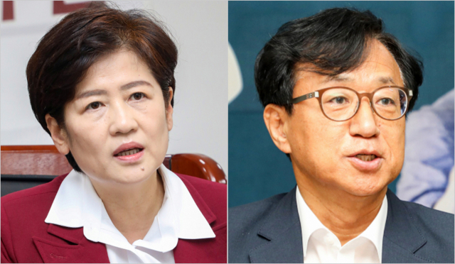 강은희 (왼쪽), 엄창옥