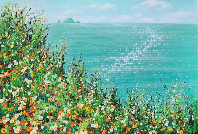 신재순, 이브의 바다 #21, 72.7X50cm, Acrylic on Hanji, 2022.