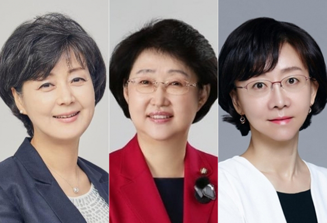 왼쪽부터 박순애 교육부 장관 후보자, 김승희 보건복지부 장관 후보자, 오유경 식품의약품안전처장.