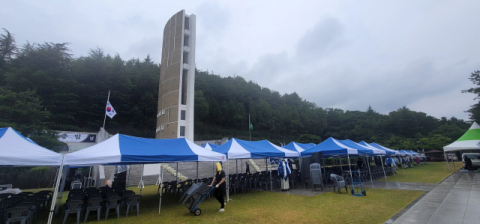 5일 오전 11시쯤 찾은 대구 남구 앞산공원의 충혼탑. 현충일에 거행되는 