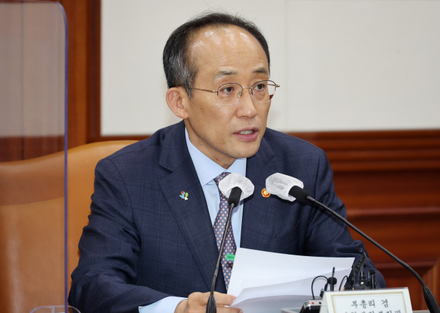 추경호 경제부총리 겸 기획재정부 장관이 7일 정부서울청사에서 열린 제229차 대외경제장관회의를 주재하고 있다. 연합뉴스