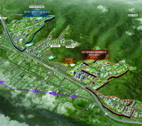 대구 동구 신서혁신도시 조감도. 혁신도시(노란색 점선) 안에 의료R＆D지구(파란색 점선)와 대구경북첨단의료복합단지(빨간색 점선)이 겹쳐 있다. 최근 대구혁신도시 기업들은 영구적으로 부지 양도가격을 제한하는 혁신도시법으로 인해 비상이 걸린 상태다. 대구시 제공