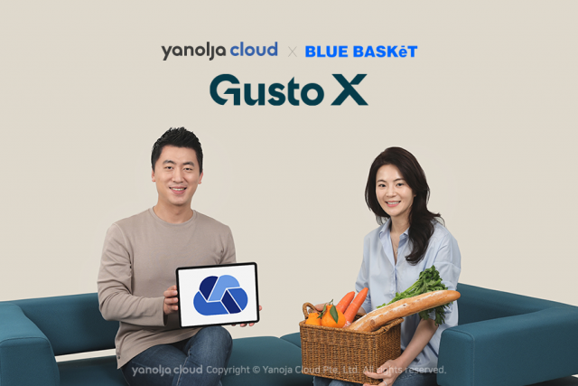 Gusto X 출범 사진 (왼쪽부터 김종윤 야놀자클라우드 대표, 김여진 블루바스켓 대표)