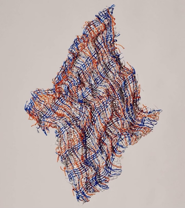 엘라손, The Dynamics on the Crosswalk, hand-weaving with PVC and nylon cord, 2021.