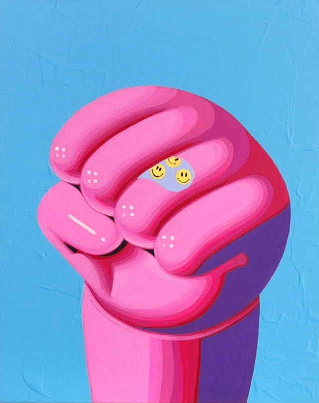 김인, hey smile, acrylic on canvas, 38x46, 2022.