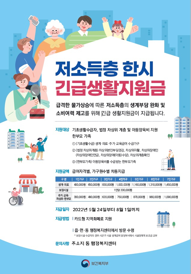 저소득층 한시 긴급생활지원금 홍보 포스터. 대구시 제공