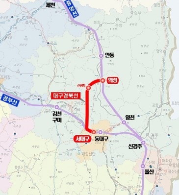 대구경북 광역철도 노선도. 매일신문 DB