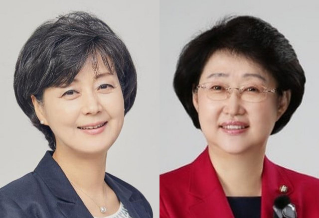 박순애 사회부총리 겸 교육부장관 후보자(왼쪽)와 김승희 보건복지부 장관 후보자. 연합뉴스