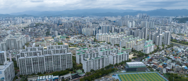 대구 상공에서 바라본 시가지 아파트 모습. 매일신문DB