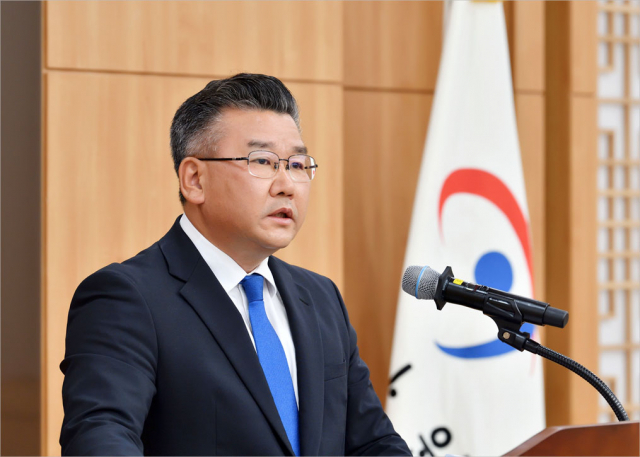 유병호 감사원 사무총장이 15일 서울 종로구 감사원에서 열린 취임식에서 취임사를 하고 있다. 연합뉴스