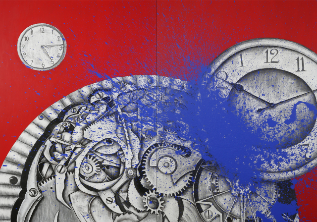 Into the Memories-Drop time 14, Mixed media, 260x194cm, 2022.