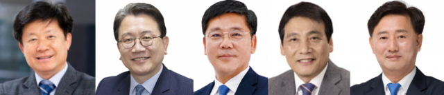 더불어민주당 차기 대구시당위원장 후보군. 왼쪽부터 김용락, 강민구, 권택흥, 김성태, 김대진. 매일신문 DB.