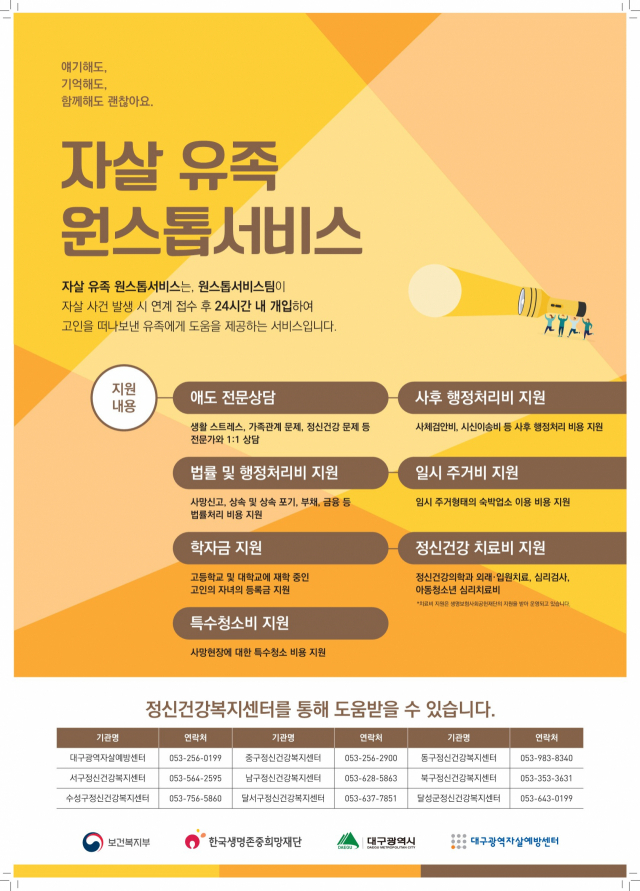 자살유족원스톱지원사업 홍보포스터. 대구시 제공