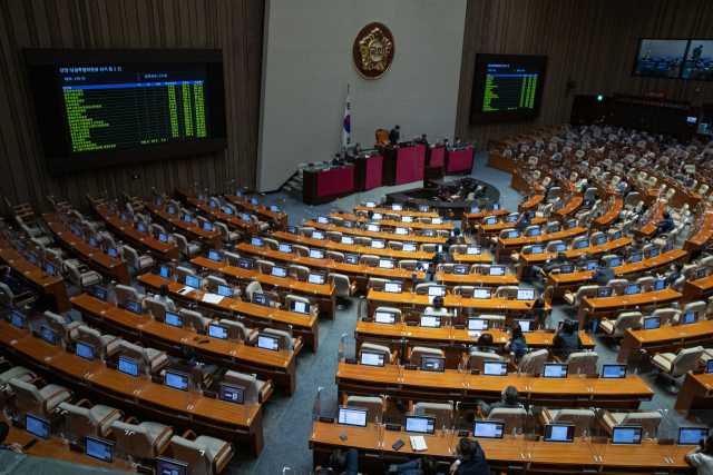 22일 국회에서 열린 본회의에서 선출된 후반기 국회 상임위원장 명단이 본회의장 전광판에 표시되고 있다. 국회사진기자단