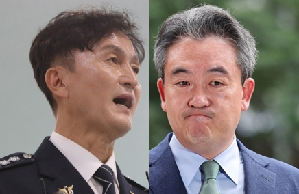 류삼영 총경(전 울산 중부경찰서장, 경찰대 4기), 윤희근 경찰청장 직무대행(후보자, 경찰대 7기). 연합뉴스