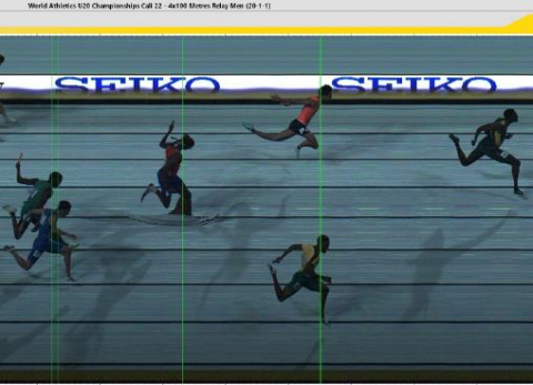 남자 400ｍ 계주 포토 피니시 장면. 세계육상연맹 홈페이지 캡처↑