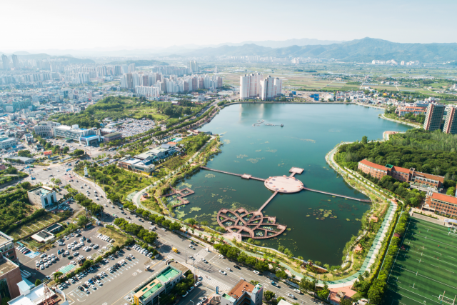경산시 남매공원과 주변 전경