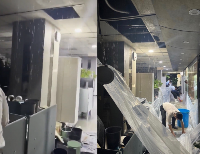 서울 여의도 한국투자증권 본사 일부가 침수됐다. SNS 캡처