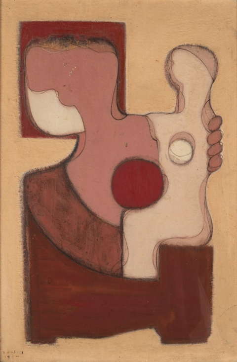 정점식, 母子, 1957, 76.5×51cm, Oil on canvas.